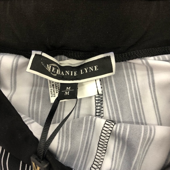 MELANIE LYNE WIDE LEG PALLAZZO VERTICAL STRIPED ELASTIC WAIST PANTS no pockets - Picture 10 of 10